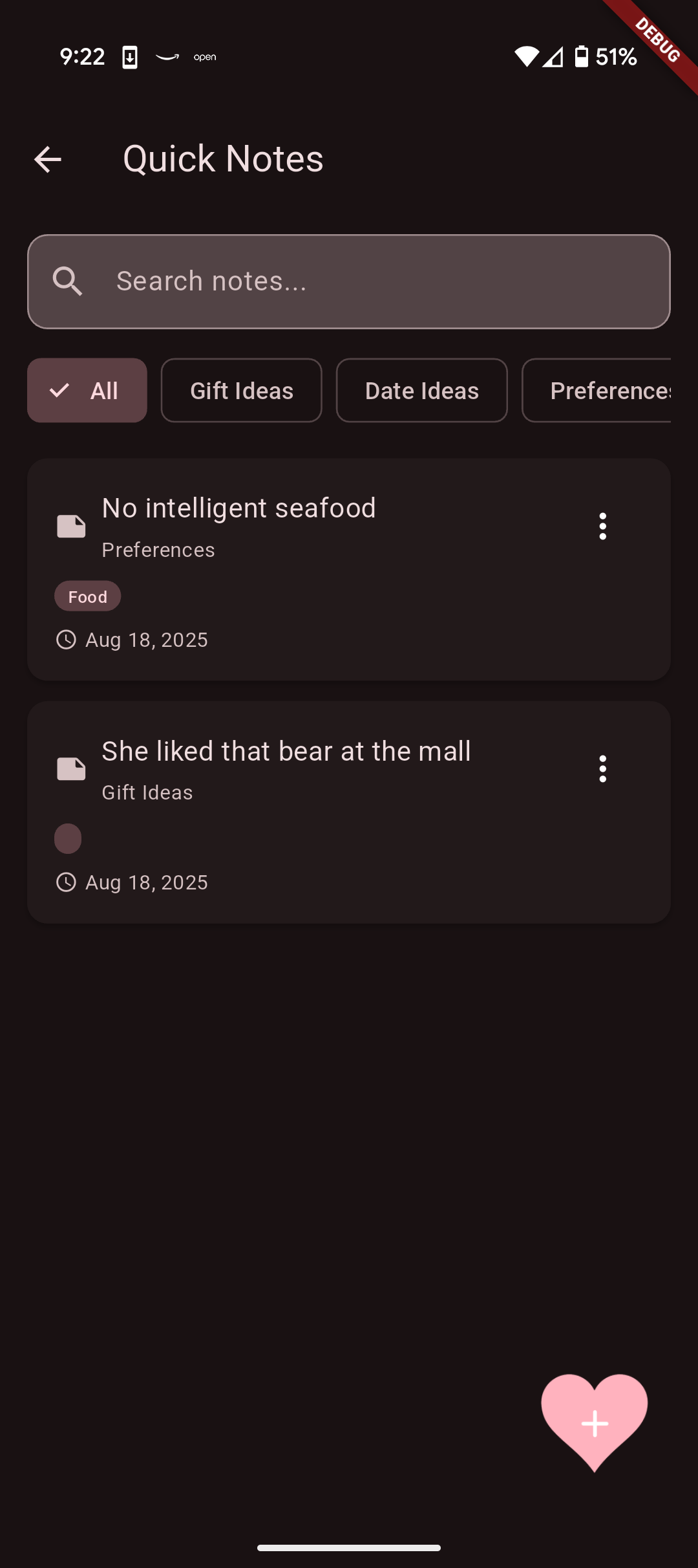 LoveNote Quick Notes